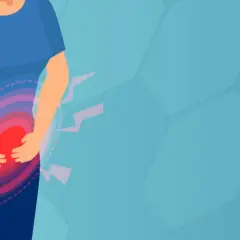 Illustration av en person med magsmärtor, som symboliserar behovet av ibs behandling.
